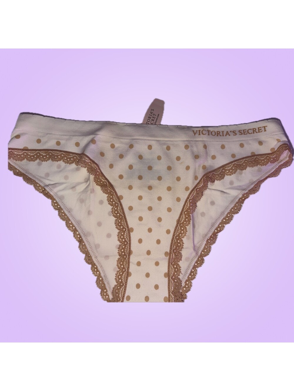 Women's Medium Victoria's Secret Polka Dot Lace Trim Panty NWT